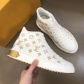 Hight-Top White&Gold Monogram Luxembourg Sneaker