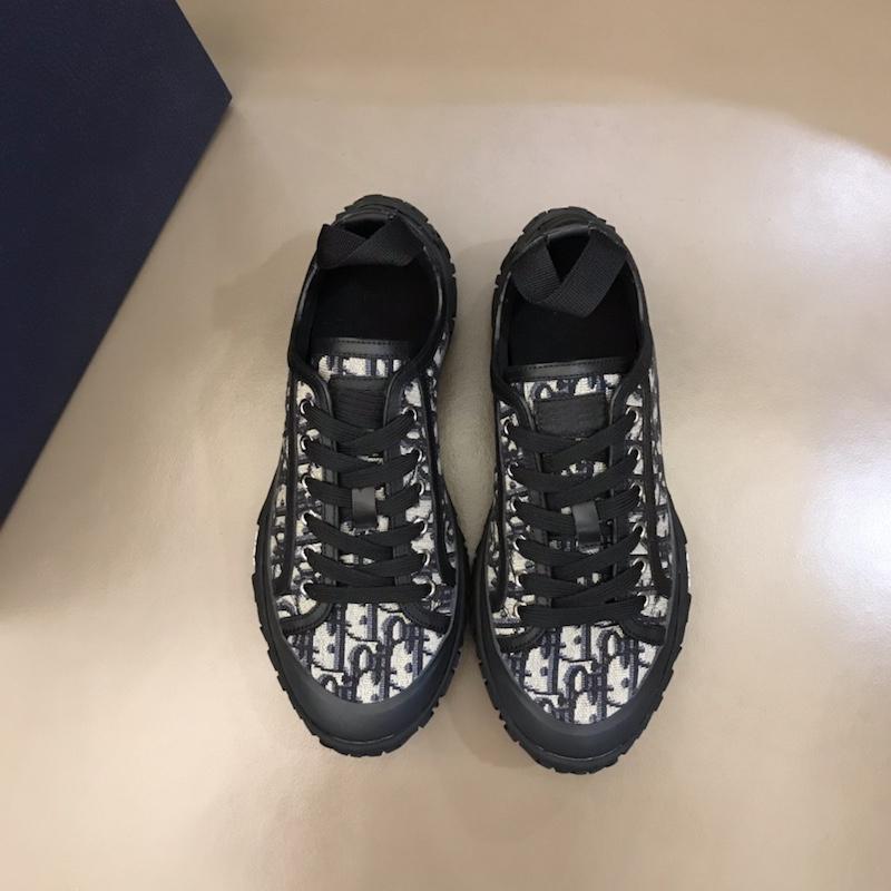 B28 Low Top Sneaker Black and Beige Oblique Jacquard and Rubber