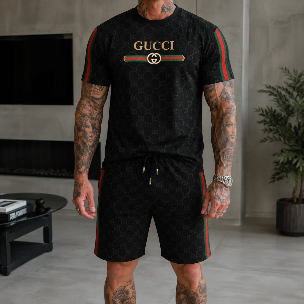 Men's Fashion Printed Short Sleeve Suit 3D1026070826