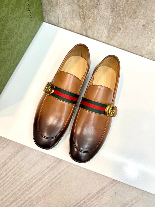 Classic Brown C Leather Men's Slip On Shoes