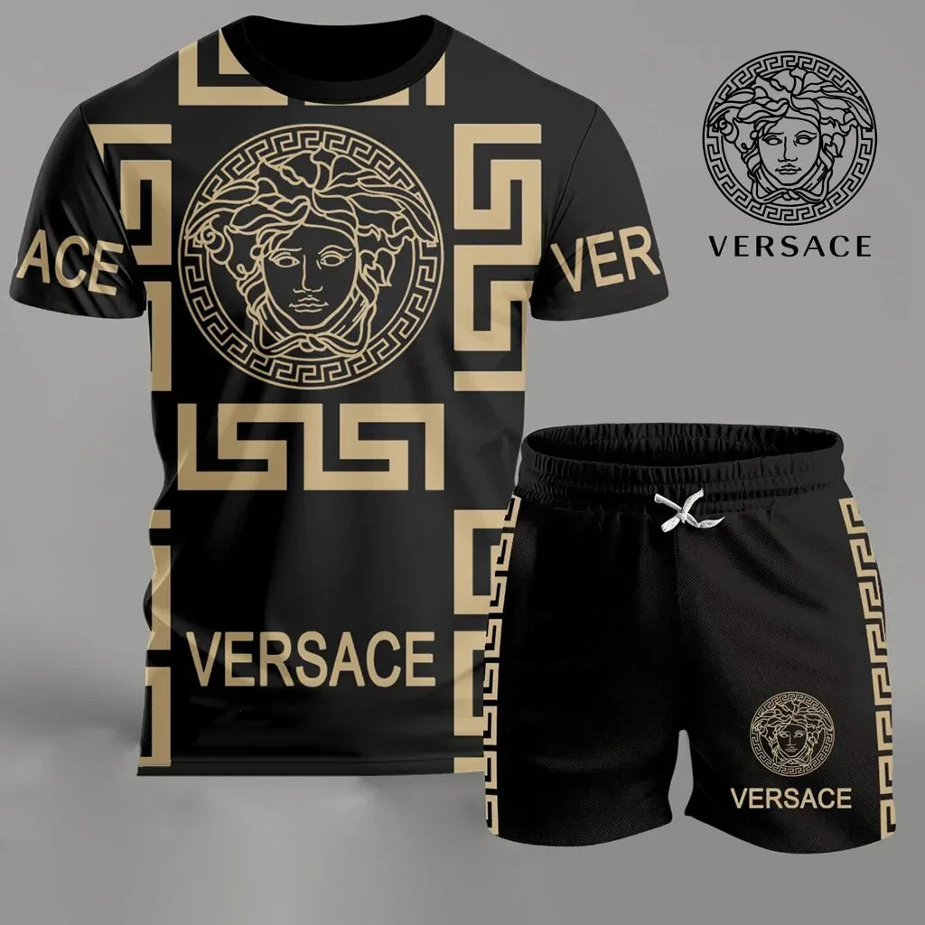 Men's Fashion Printed Short Sleeve Suit 3D1025062508