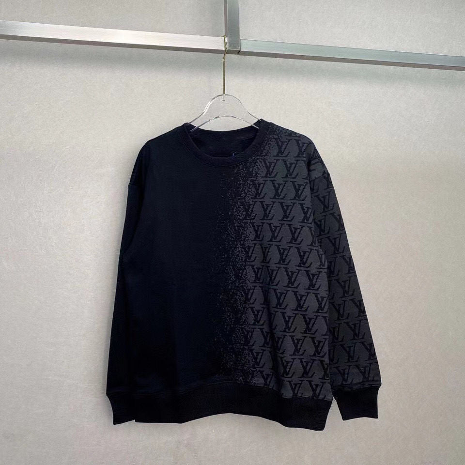 Autumn and winter new half-length gradient letters round neck long-sleeved sweater men