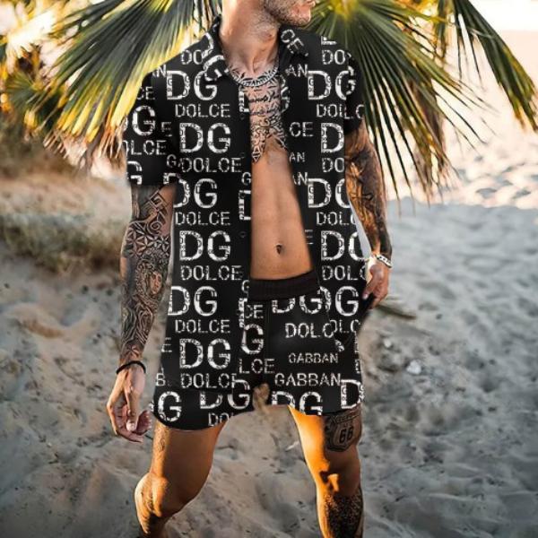 New Printed Casual Loose Two-piece Beach Suit 1024041514