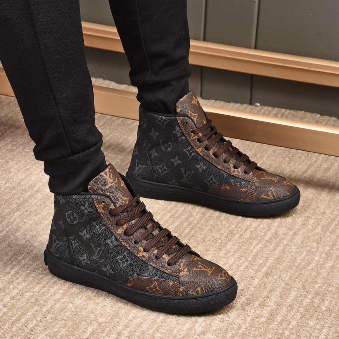 Luxury Pattern Leather High-top Shoes