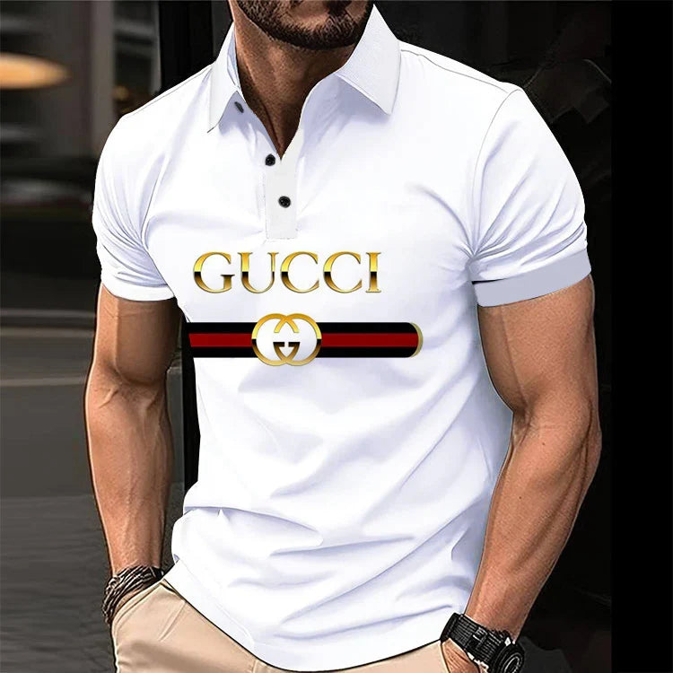 Men's Fashion Printed Polo Collar Short Sleeves 1024042512
