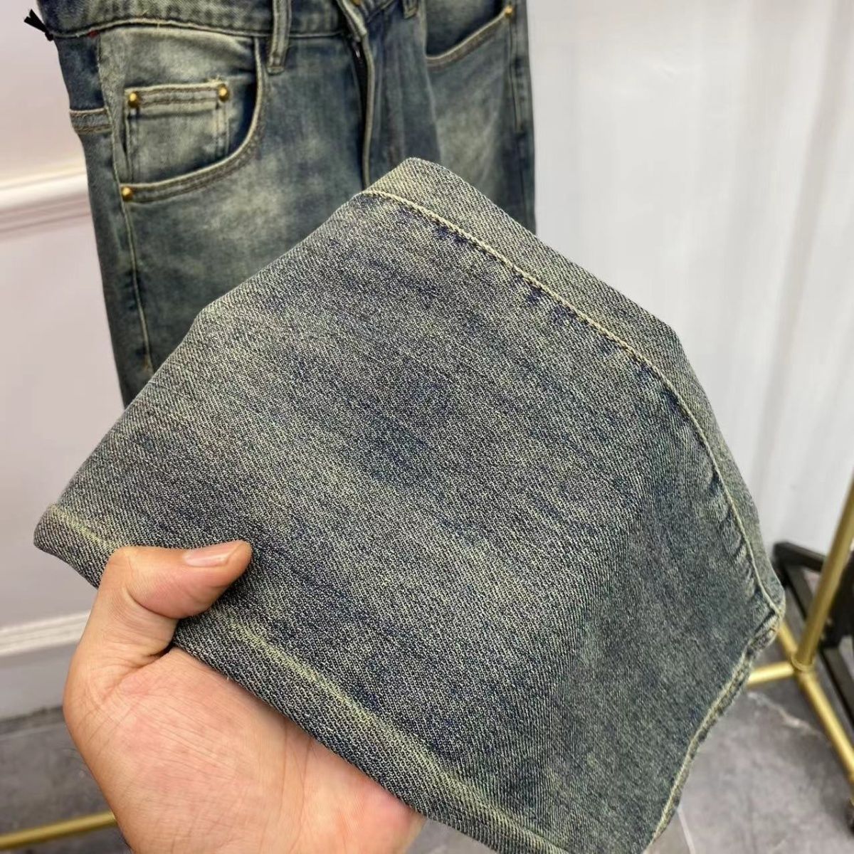 Simple Washed Stretch Pants Slim Fit Jeans 0426031301