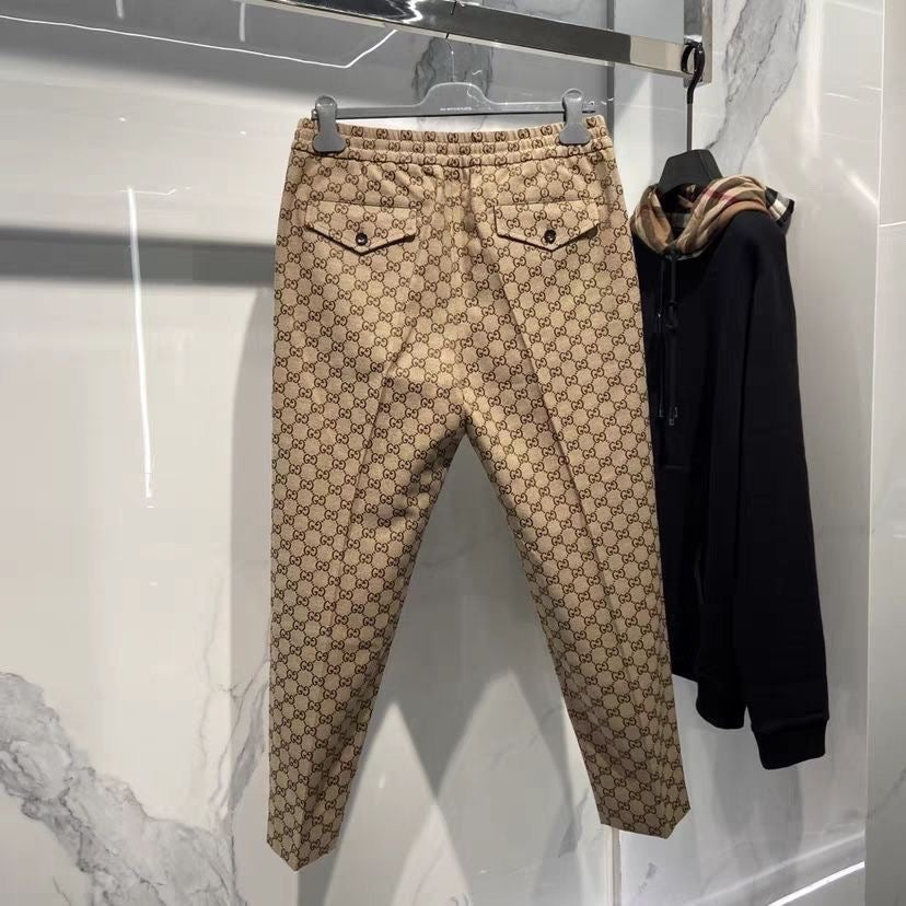 Fashion Casual lace-up classic pattern trousers PD0425051208