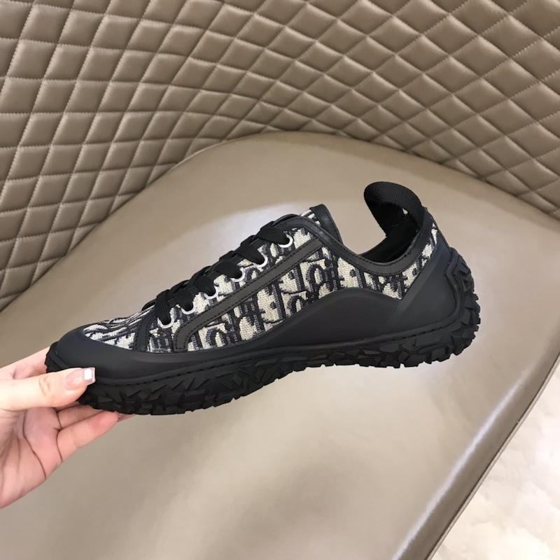 B28 Low Top Sneaker Black and Beige Oblique Jacquard and Rubber