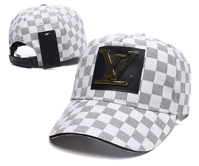Branded Leather Plaid Baseball Cap