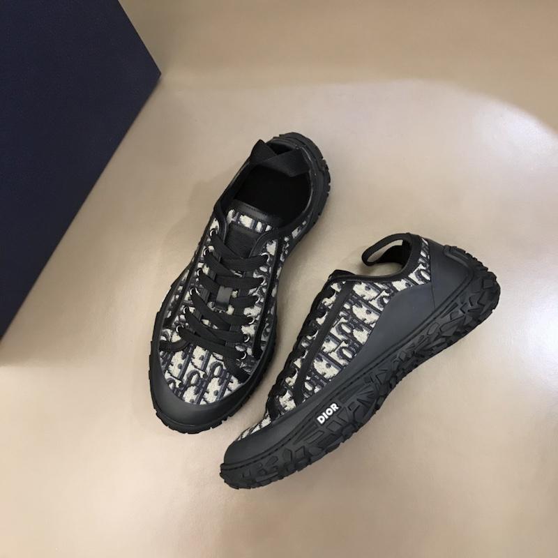 B28 Low Top Sneaker Black and Beige Oblique Jacquard and Rubber