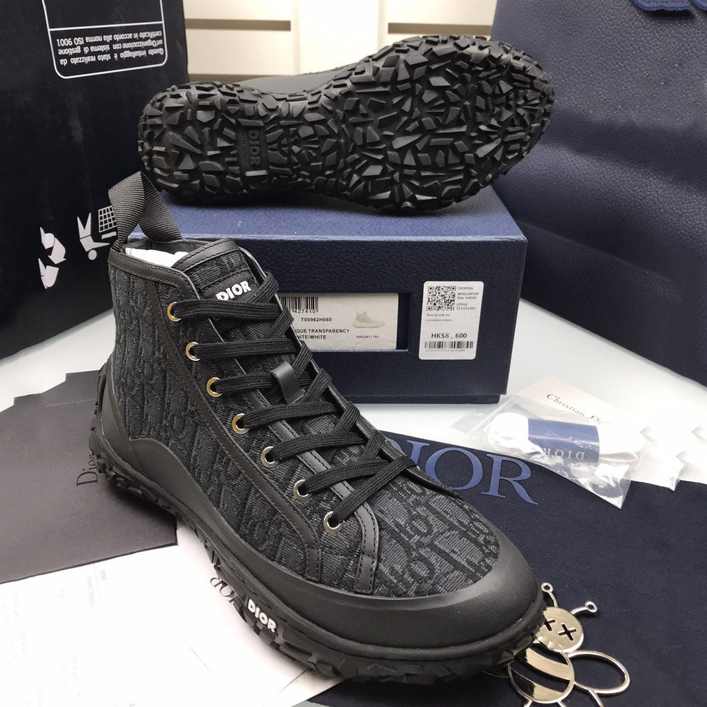 B28 High Top Sneaker Black Oblique Jacquard and Rubber