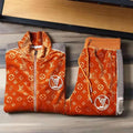 V Orange Embroidered Velvet Suit LXYMC23021503