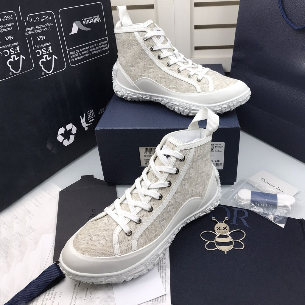 B28 High Top Sneaker Black Oblique Jacquard and Rubber