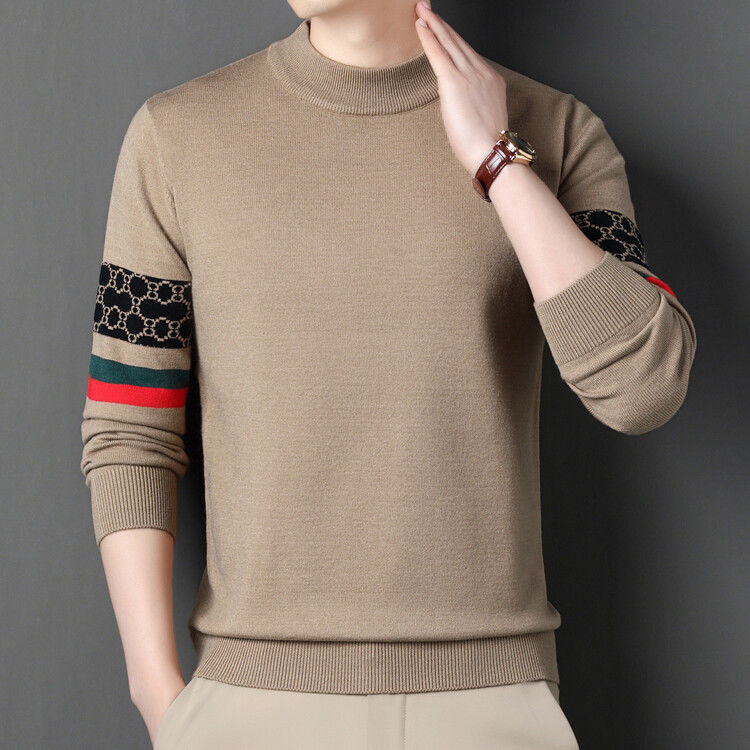 New semi high neck knitted sweater with a base layer 1024102508