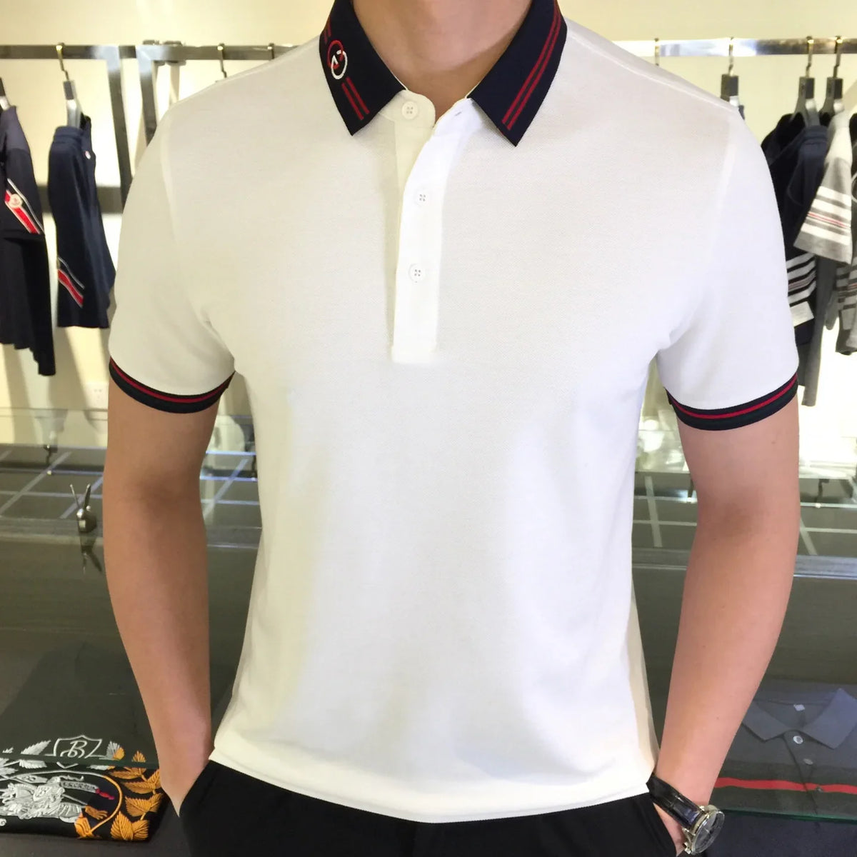 Flip collar business casual slim fit 3D-1025032107