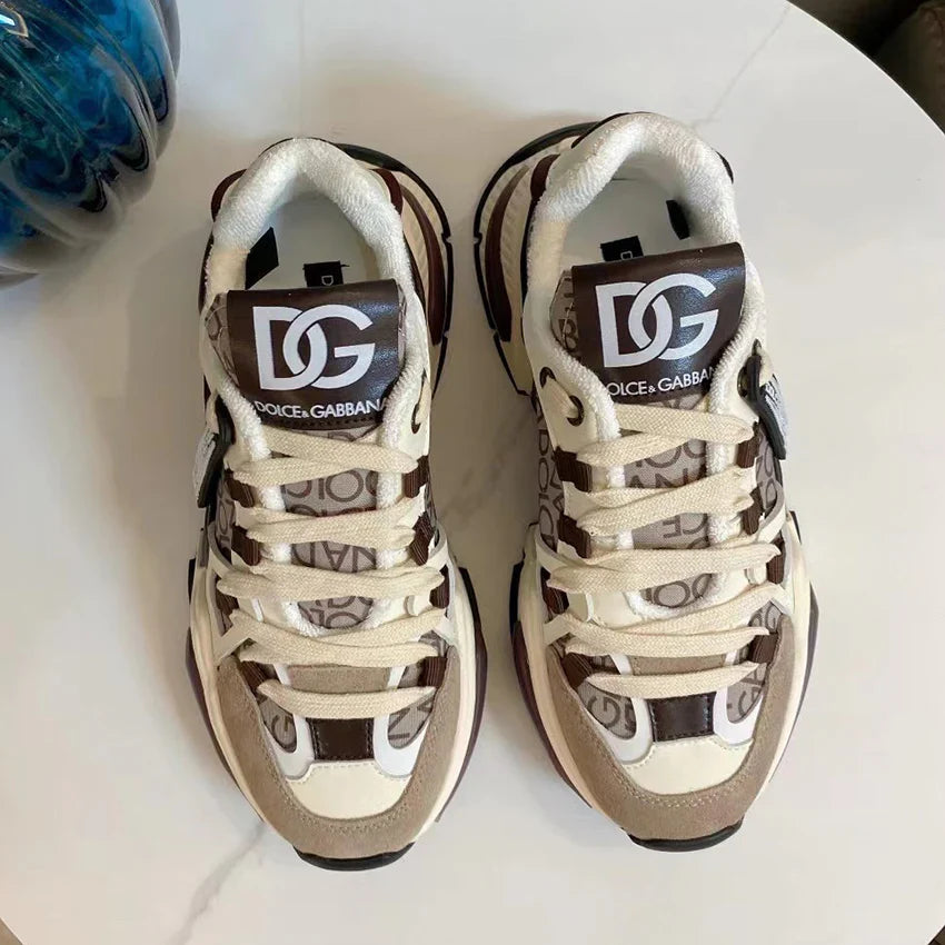 New leather thick sole color blocked dad shoes 1024071219