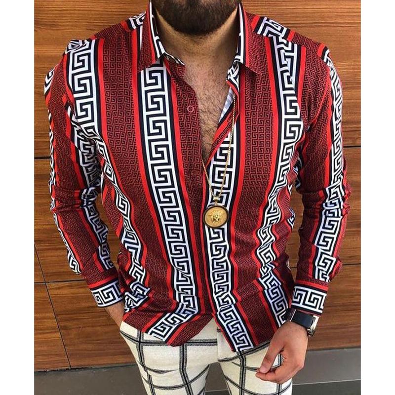 Men's fashion casual printed long sleeved shirt 1023122107