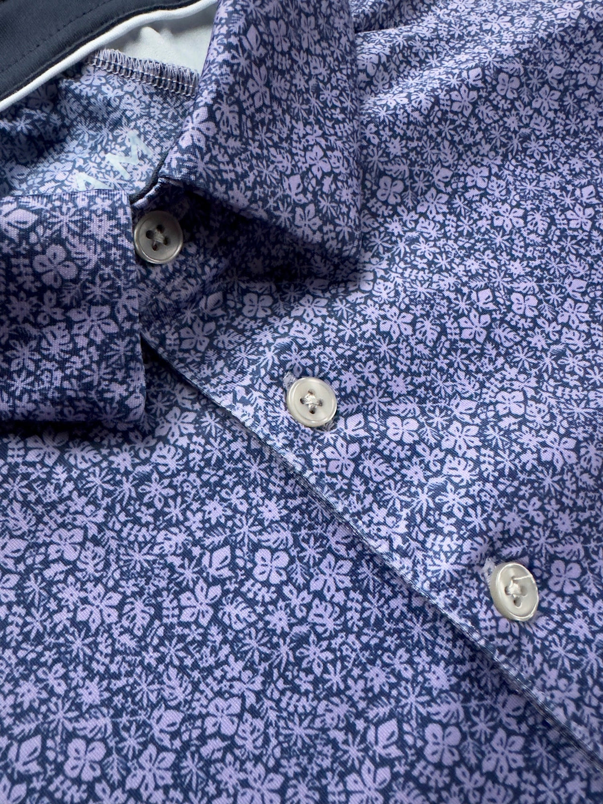 Men's 3 Button Lavender Floral Polo with SwingFree™ Performance