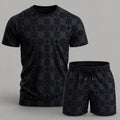 Men's Fashion Printed Short Sleeve Suit 3D1026070804