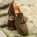 Green Suede Tassel Loafers